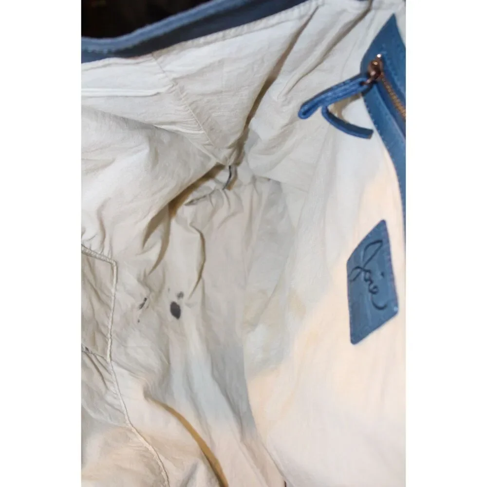 Joie Croc Embossed Blue leather & Suede expandable Hobo Gold hardware